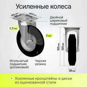 тележка платформенная кпо-500с-125-и с бортами, 650х1150 мм