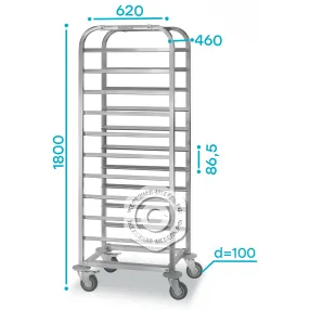 тележка-шпилька тшпп - 460х620х1800 «profi ral» (18 уровней противней 400х600)